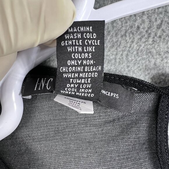 Inc NWT Womens L Sheer Mesh Top Black Floral Embroidered Y2K Witchy Whimsigoth - Picture 13 of 15